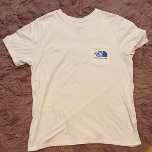 The North Face white Pocket Tee with Blue Logo